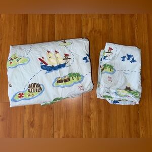 Pottery Barn Kids Pirate Treasure‎ Cove Twin Fitted Sheet Standard Pillow Case